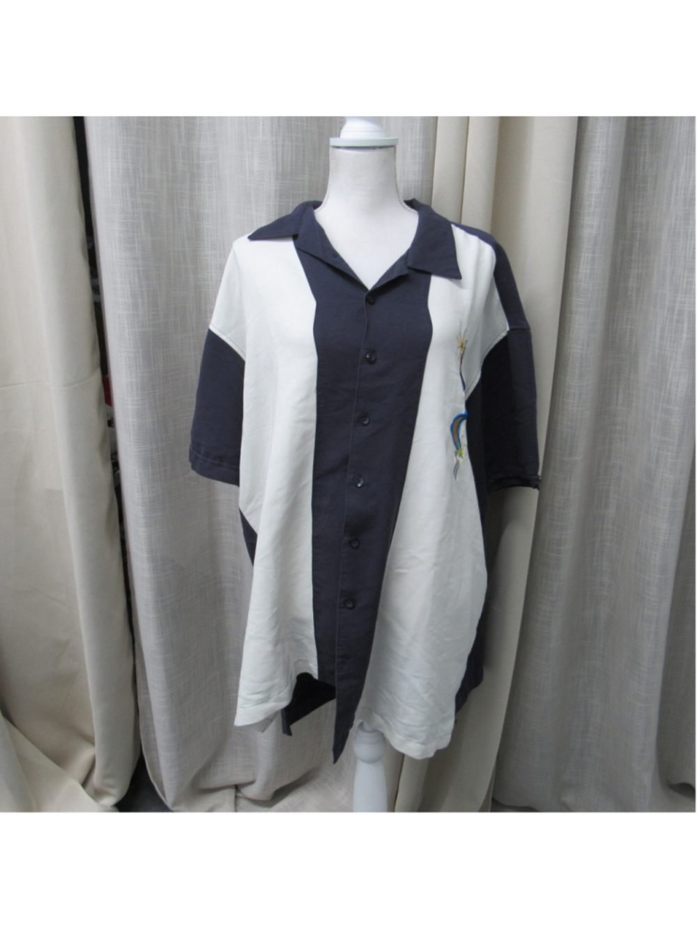Vintage Harriton Retro Colorblock Bowling Shirt Embroidered Camp Collar 2XL